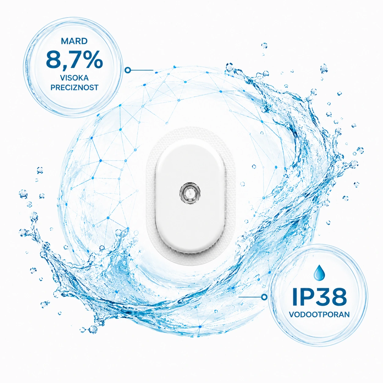 SIBIONICS GS3 senzor, MARD 8,7 % i vodootpornost IP38